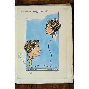Caricature - Maggie Smith and Kenneth Williams in The Public Eye
