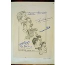 Cathleen Nesbitt, John Cromwell, Marjorie Steele, Zena Dare and Ron Randell in Sabrina Fair (Caricature)