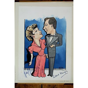 Caricature - Kay Kendall and Robert Flemyng in Bell, Book and Candle