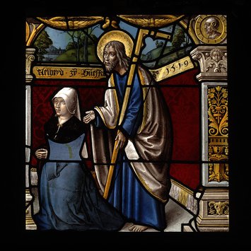 Panel - Adelheid, wife of Arnold von Loe, and Saint James the Less; St James the less and donor Panel - Adelheid, wife of Arnold von Loe, and Saint James the Less; St James the less and donor