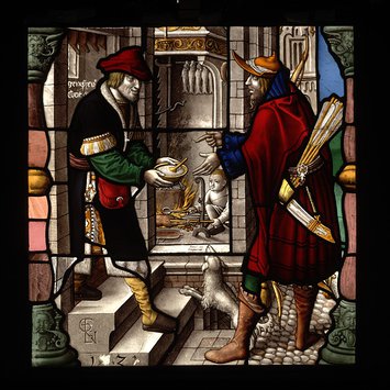 Panel - Esau Gives up his Birthright; Jacob and Esau with the Bowl of Pottage