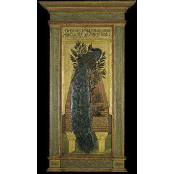 Memorial tablet - A Peacock; Memorial tablet to Mrs. Laura Lyttleton. Memorial tablet - A Peacock; Memorial tablet to Mrs. Laura Lyttleton.