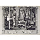 The Effects of Idleness and Industry, exemplified in the conduct of two fellow-'prentices; The Fellow 'Prentices at their Looms (Print)
