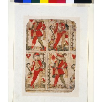 Print, Woodcut - Part of an uncut sheet of playing cards