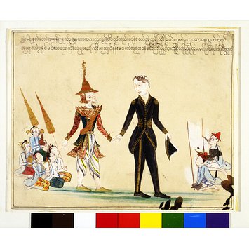 Painting - Ambassador of the King of Burma holding the hand of Major Phayre Painting - Ambassador of the King of Burma holding the hand of Major Phayre