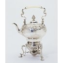 Kettle on stand with burner