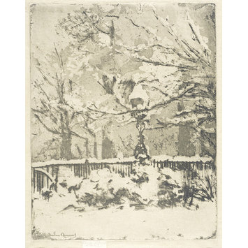 Print - The Snow. My front garden, March 2nd 1909