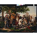 Embroidered picture - Mary Queen of Scots mourning over the dying Douglas at the Battle of Langside