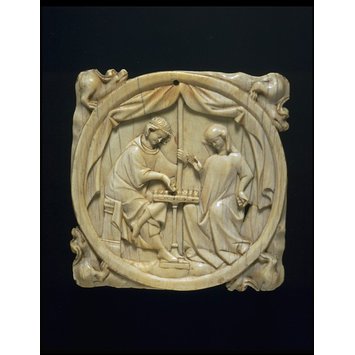 Mirror case - Knight and a Lady playing chess