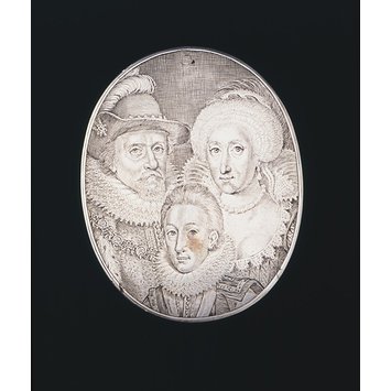 Medallion - King James I (1566-1625) with Anne of Denmark (1574-1619) and Charles, Prince of Wales (1600-1649) Medallion - King James I (1566-1625) with Anne of Denmark (1574-1619) and Charles, Prince of Wales (1600-1649)