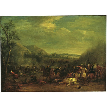 Painting - Cavalry Engagement against the Turks, with a Church in the Background