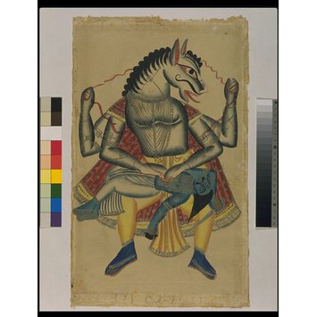 Painting - Narasimha destroying the demon Hiranyakasip
