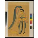 Drawing - Vasudeva holding his son, Krishna, in his arms whilst encountering a cobra