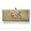 Two boys fishing from a boat (Relief)