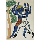 Drawing - Hanuman the monkey god fighting Ravana