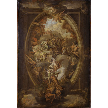 Design - William and Mary Presenting the Cap of Liberty to Europe (sketch for the painted ceiling of the Great Hall, Greenwich Hospital) Design - William and Mary Presenting the Cap of Liberty to Europe (sketch for the painted ceiling of the Great Hall, Greenwich Hospital)