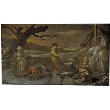 Painting - The Humorous Diversion of Sliding on the Ice
