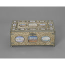 Writing case - An ivory writing-casket inlaid with gold and thirty-nine ivory miniatures.
