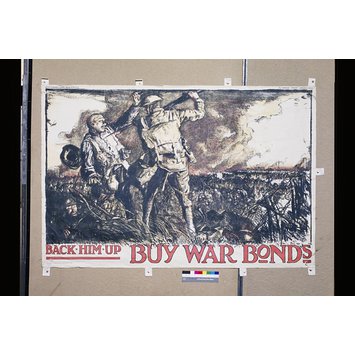 Poster - Back Him Up. Buy War Bonds Poster - Back Him Up. Buy War Bonds