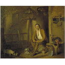 A Cottage Exterior: A Seated Labourer Filling His Pipe (Oil painting) A Cottage Exterior: A Seated Labourer Filling His Pipe (Oil painting)
