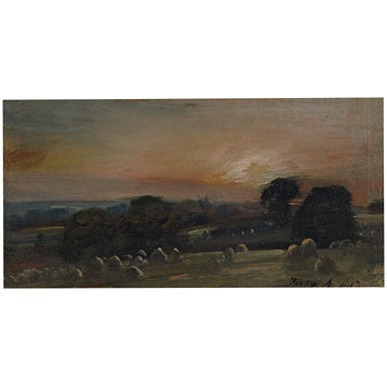 Oil painting - A Hayfield near East Bergholt at Sunset