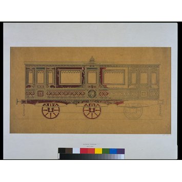 Design - Design for the exterior decoration of a railway carriage made for Frederick VII, King of Denmark Design - Design for the exterior decoration of a railway carriage made for Frederick VII, King of Denmark