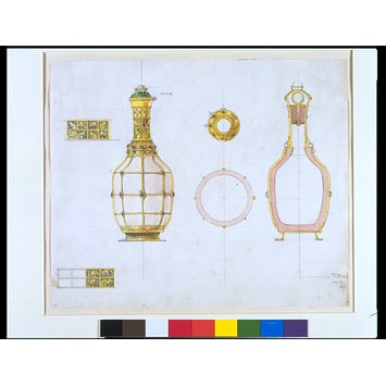 Design - Design for a decanter, a flask mounted in silver gilt Design - Design for a decanter, a flask mounted in silver gilt