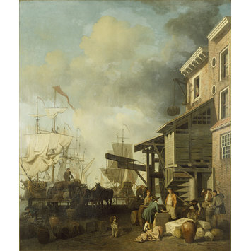 Oil painting - A Thames Wharf
