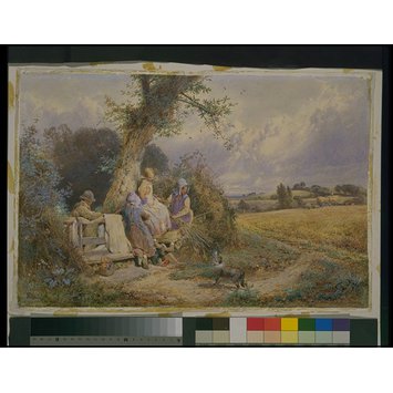 Watercolour - Young Gleaners Resting by a Stile Watercolour - Young Gleaners Resting by a Stile