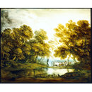 Oil painting - Wooded Landscape with Herdsman Driving Cattle