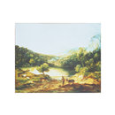 Wooded Upland Landscape with Shepherd, Donkey and Scattered Sheep, Lake and Distant Village and Hills (Oil painting)