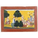 Radha's messenger describes Krishna sitting with the cowgirls (Painting)