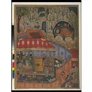Hamza, killed in battle at Mount Uhud, is beheaded and mutilated by the lady Pur Hindi, whose father he had slain. (Hamzanama)
