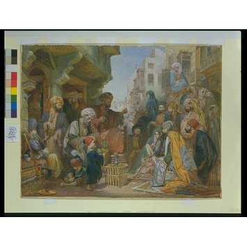 Watercolour - Scene in a Cairo Bazaar Watercolour - Scene in a Cairo Bazaar