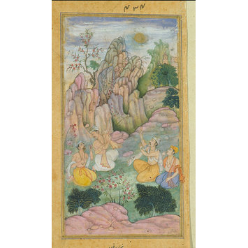 Painting - The sage Vyasa with disciples observes his son Sukya approaching them like a ball of fire Painting - The sage Vyasa with disciples observes his son Sukya approaching them like a ball of fire