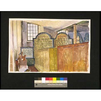Watercolour - Pews in St Mary's Church, Whitby; Recording Britain Watercolour - Pews in St Mary's Church, Whitby; Recording Britain