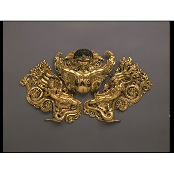 Shrine back - Torana with Garuda attacking a Naga and a Nagini Shrine back - Torana with Garuda attacking a Naga and a Nagini