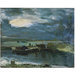 Oil painting - Barges on the Stour, with Dedham Church in the Distance