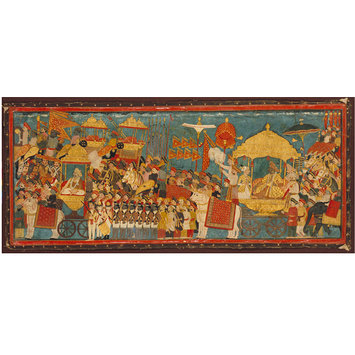 Painting - Processional scene with Amar Singh, ruler of Thanjavur (Tanjore), and Sarabhoji