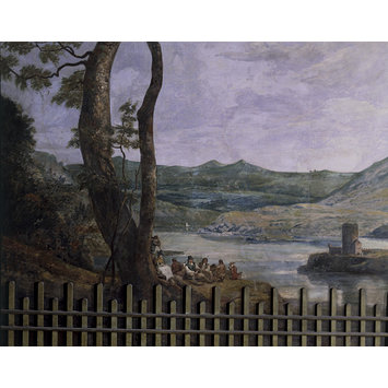 Fresco - Landscape with Castle (fresco from the Painted Dining Room, Drakelow Hall)