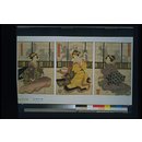 Triptych - Geisha playing Kitsune Ken