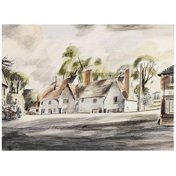 Watercolour - Old Houses, Ballingdon; Recording Britain