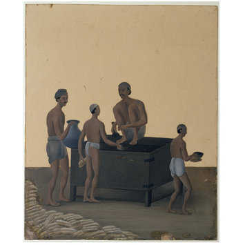 Painting - One of nineteen drawings illustrating processes in the manufacture of opium at the Opium Factory at Gulzarbagh, Patna, in Bihar. Painting - One of nineteen drawings illustrating processes in the manufacture of opium at the Opium Factory at Gulzarbagh, Patna, in Bihar.