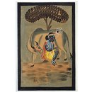 Painting - Krishan milking a cow Painting - Krishan milking a cow