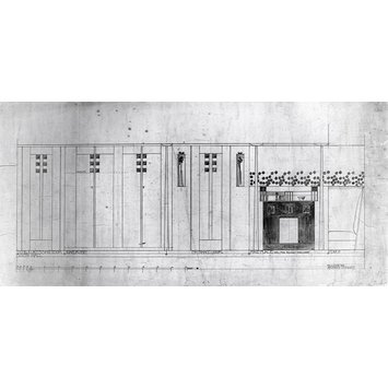 Design - North wall of the main bedroom, Hill House, Helensburgh, Scotland