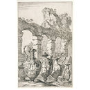 Vases and a candlestick among Roman ruins (Print) Vases and a candlestick among Roman ruins (Print)