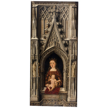 Oil painting - The Virgin and Child in a Gothic architectural setting Oil painting - The Virgin and Child in a Gothic architectural setting