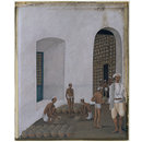 One of nineteen drawings illustrating processes in the manufacture of opium at the Opium Factory at Calabash, Pat na, in Briar. (Painting)