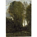 Oil painting - Twilight: Landscape with Tall Trees and a Female Figure