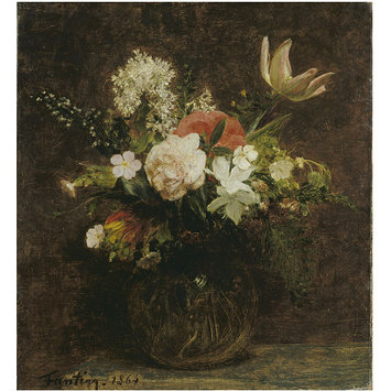 Oil painting - Flowers: Tulips, Azaleas, Roses; Fleurs